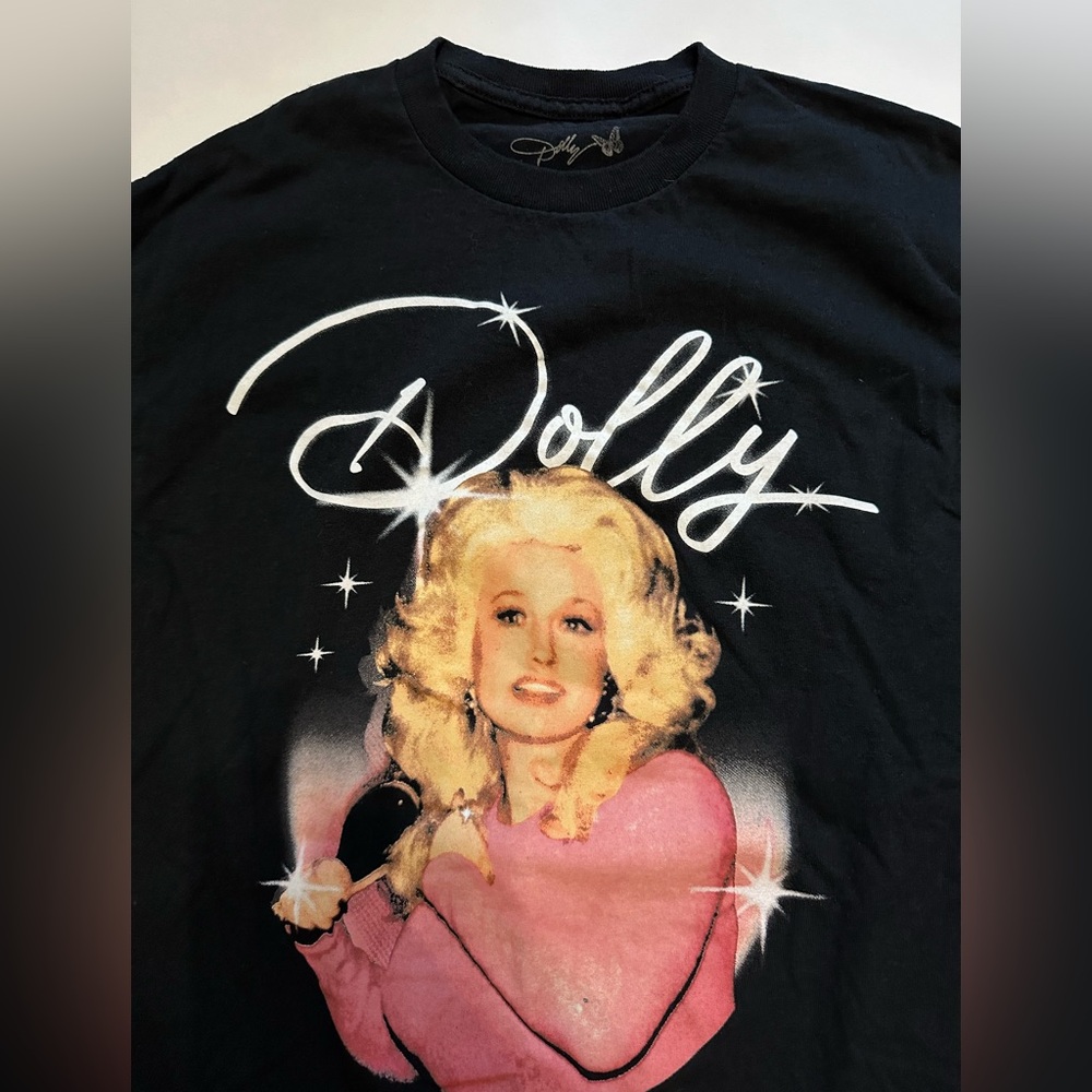 Dolly Parton Black Unisex Short Sleeve Tee with Graphic Design, Size M